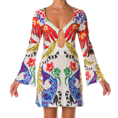 PRINTED MINI DRESS WITH LONG SLEEVES