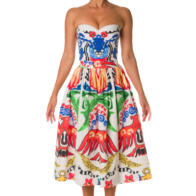 PRINTED SLEEVELESS MIDI DRESS