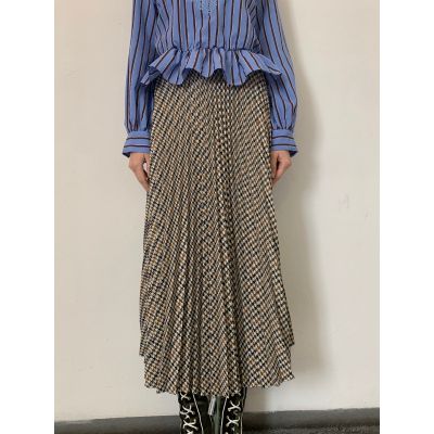 PIED-DE-POULE PLEATED SKIRT