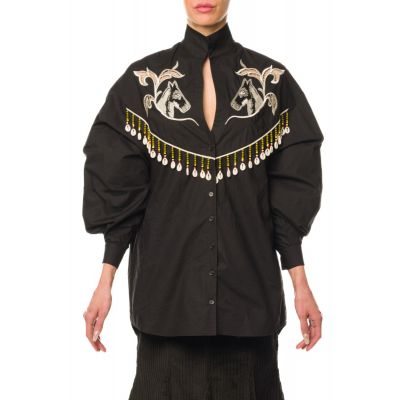 EMBROIDERED SHIRT WITH FRINGES