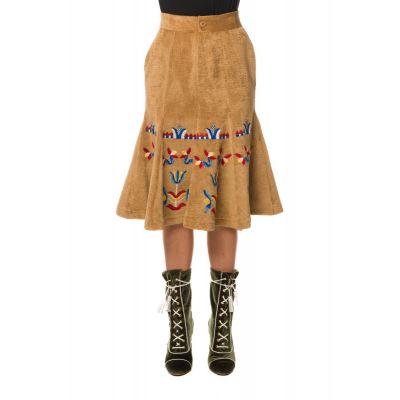 EMBROIDERED CORDUROY SKIRT