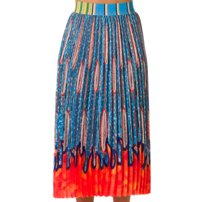 FULL PLEATED PRINTED MIDI SKIRT