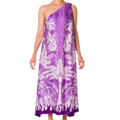 ONE SHOULDER PRINTED MIDI DRESS