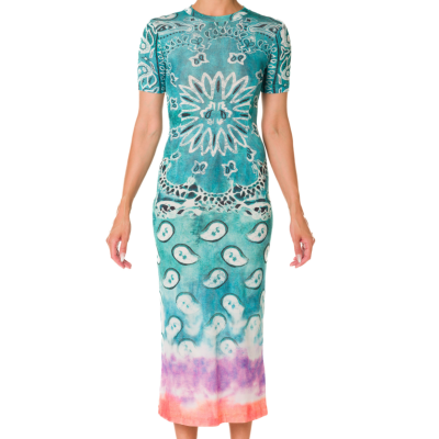 PRINTED SHORT SLEEVES DRESS