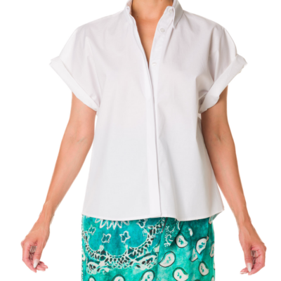 BLUSA BIANCA A MANICHE CORTE