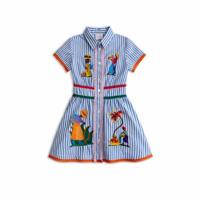 STRIPED COTTON MIDI DRESS 