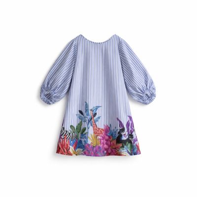 STRIPED COTTON DRESS WITH FLORAL PRINT