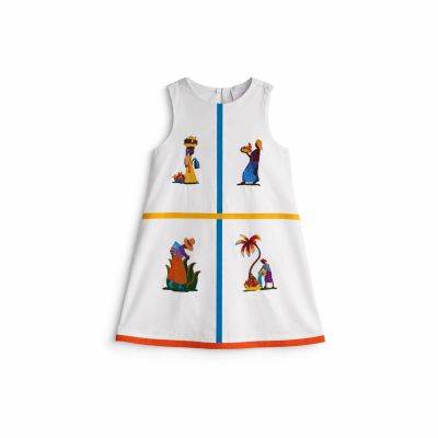 WHITE SLEEVELESS DRESS WITH EMBROIDERY