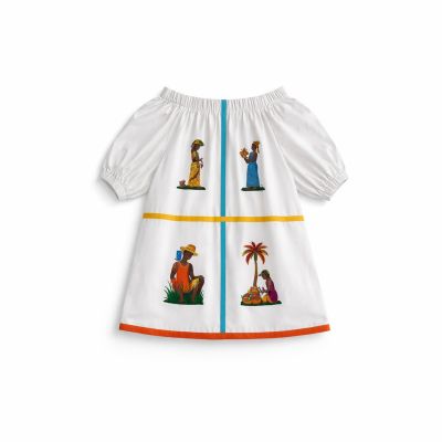 WHITE COTTON DRESS WITH EMBROIDERY