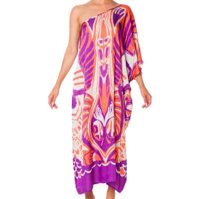 ONE-SHOULDER PURPLE MIDI DRESS