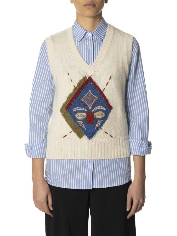 Stella Jean Official Store | V-NECK VEST WITH RHOMBUS